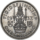 1937 Scottish Shilling - George VI British Silver Coin - Superb