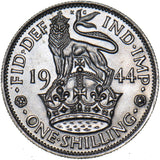 1944 English Shilling - George VI British Silver Coin - Very Nice