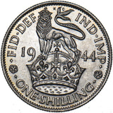 1944 English Shilling - George VI British Silver Coin - Superb