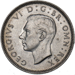 1945 Scottish Shilling - George VI British Silver Coin - Superb