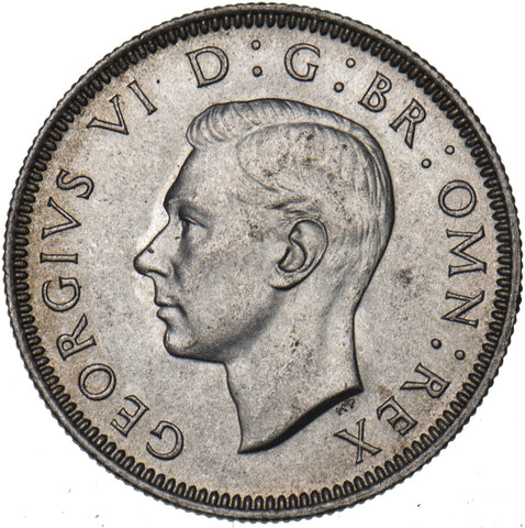 1945 Scottish Shilling - George VI British Silver Coin - Superb