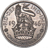 1946 English Shilling - George VI British Silver Coin - Superb