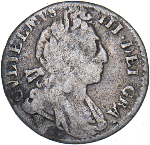 1699 Sixpence (Plain Angles) - William III British Silver Coin