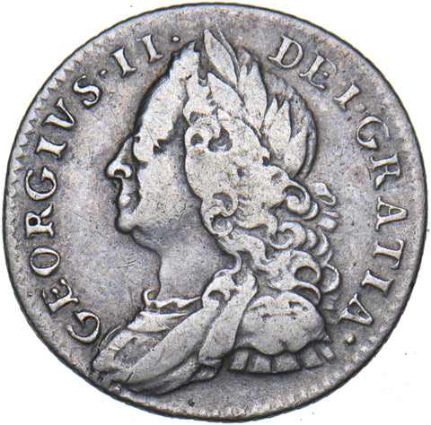 1757 Sixpence - George II British Silver Coin - Nice