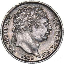 1816 Sixpence - George III British Silver Coin - Very Nice