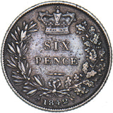 1842 Sixpence - Victoria British Silver Coin