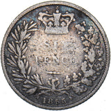 1855 Sixpence - Victoria British Silver Coin