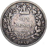 1859 Sixpence - Victoria British Silver Coin