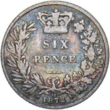 1872 Sixpence (Die no. 21) - Victoria British Silver Coin