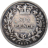 1877 Sixpence (Die no. 32) - Victoria British Silver Coin