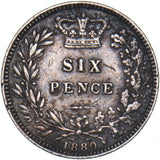 1880 Sixpence - Victoria British Silver Coin - Nice