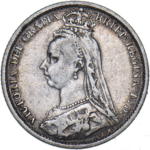 1887 Sixpence - Victoria British Silver Coin