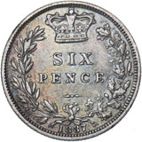 1887 Sixpence (Young Head) - Victoria British Silver Coin - Nice