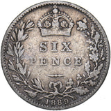 1889 Sixpence - Victoria British Silver Coin