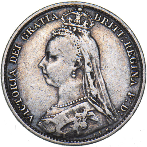 1892 Sixpence - Victoria British Silver Coin