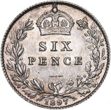 1897 Sixpence - Victoria British Silver Coin - Superb