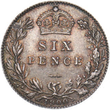 1900 Sixpence - Victoria British Silver Coin - Superb