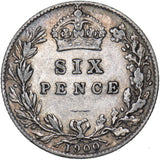 1900 Sixpence - Victoria British Silver Coin - Nice