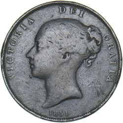 1851 Penny (Far Colon) - Victoria British Copper Coin