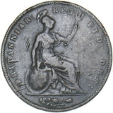 1851 Penny (Far Colon) - Victoria British Copper Coin