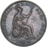 1858 Penny - Victoria British Copper Coin - Nice