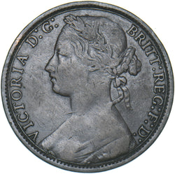 1875 Penny - Victoria British Bronze Coin - Nice