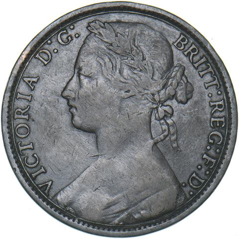 1875 Penny - Victoria British Bronze Coin - Nice