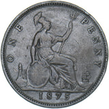 1875 Penny - Victoria British Bronze Coin - Nice