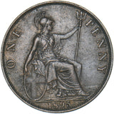 1895 Penny - Victoria British Bronze Coin - Very Nice
