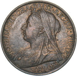 1896 Penny - Victoria British Bronze Coin - Very Nice