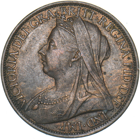 1896 Penny - Victoria British Bronze Coin - Very Nice