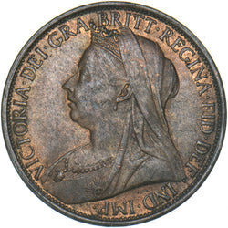 1896 Penny - Victoria British Bronze Coin - Very Nice