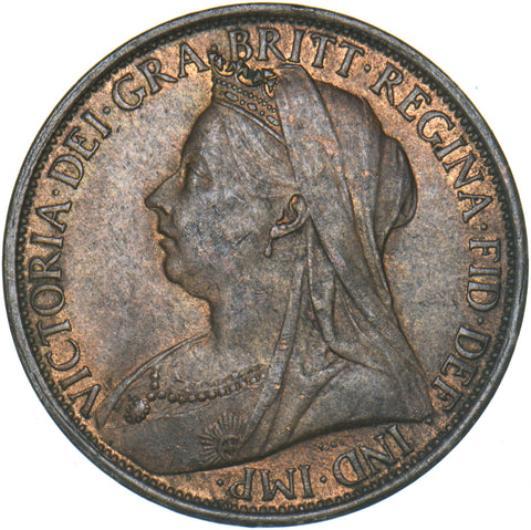 1896 Penny - Victoria British Bronze Coin - Very Nice