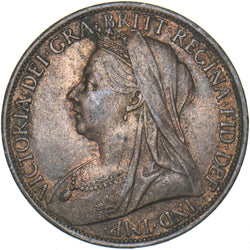 1896 Penny - Victoria British Bronze Coin - Very Nice