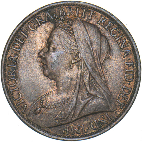 1896 Penny - Victoria British Bronze Coin - Very Nice