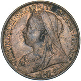 1896 Penny - Victoria British Bronze Coin - Very Nice