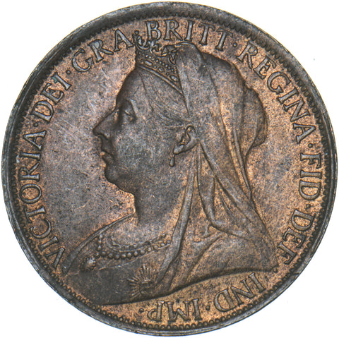 1896 Penny - Victoria British Bronze Coin - Very Nice