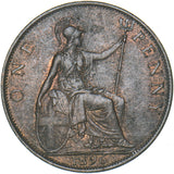 1896 Penny - Victoria British Bronze Coin - Very Nice