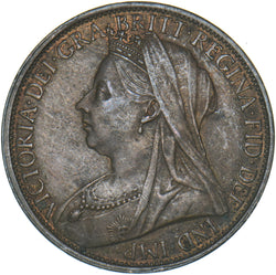1896 Penny - Victoria British Bronze Coin - Very Nice
