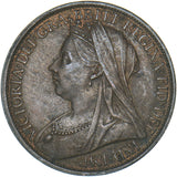 1896 Penny - Victoria British Bronze Coin - Very Nice