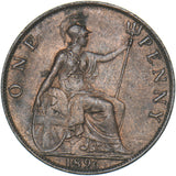 1896 Penny - Victoria British Bronze Coin - Very Nice