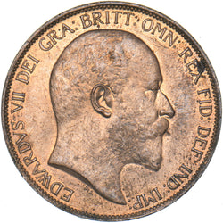 1902 Penny (Rev. Verdigris) - Edward VII British Bronze Coin - Very Nice