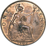 1902 Penny (Rev. Verdigris) - Edward VII British Bronze Coin - Very Nice