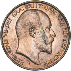 1902 Penny - Edward VII British Bronze Coin - Very Nice