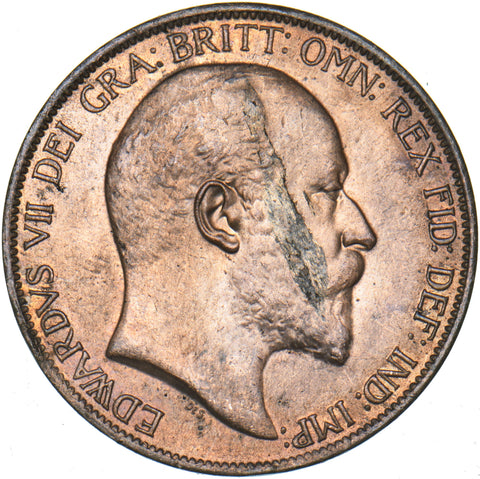 1902 Penny - Edward VII British Bronze Coin - Very Nice