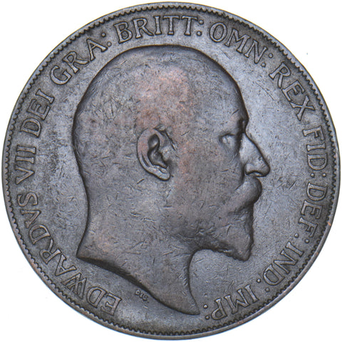 1908 Penny (Very Rare F164A) - Edward VII British Bronze Coin
