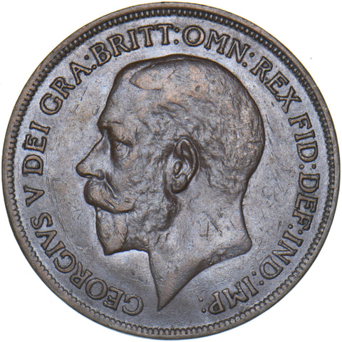 1916 Penny (Recessed ear) - George V British Bronze Coin - Nice