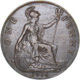 1916 Penny (Recessed ear) - George V British Bronze Coin - Nice