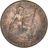 1922 Penny - George V British Bronze Coin - Very Nice