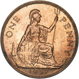 1937 Penny - George VI British Bronze Coin - Superb